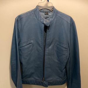 Blue leather jacket